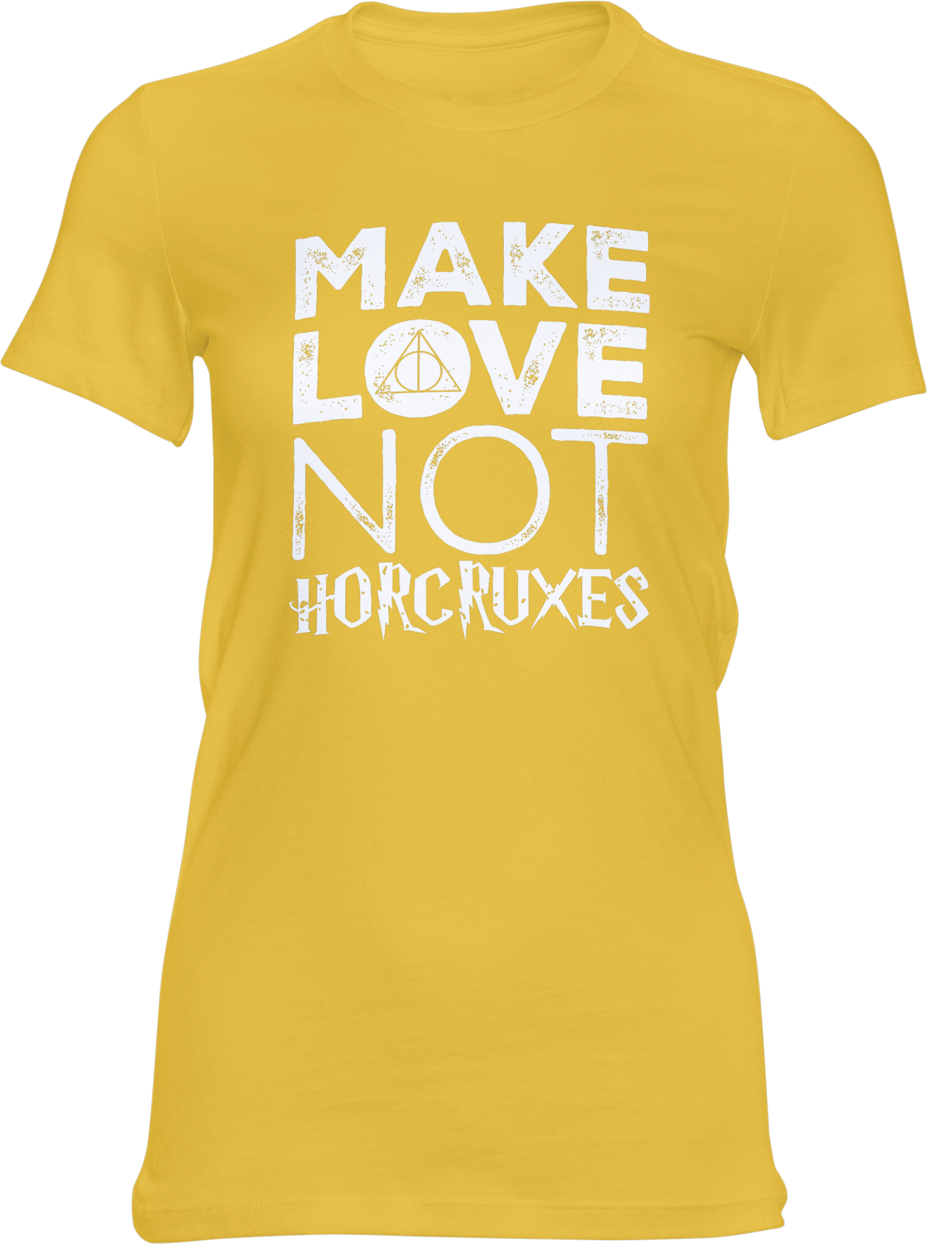 Motiv-Shirt – Make Love Not Horcruxes – Girlie-Shirt (gelb)