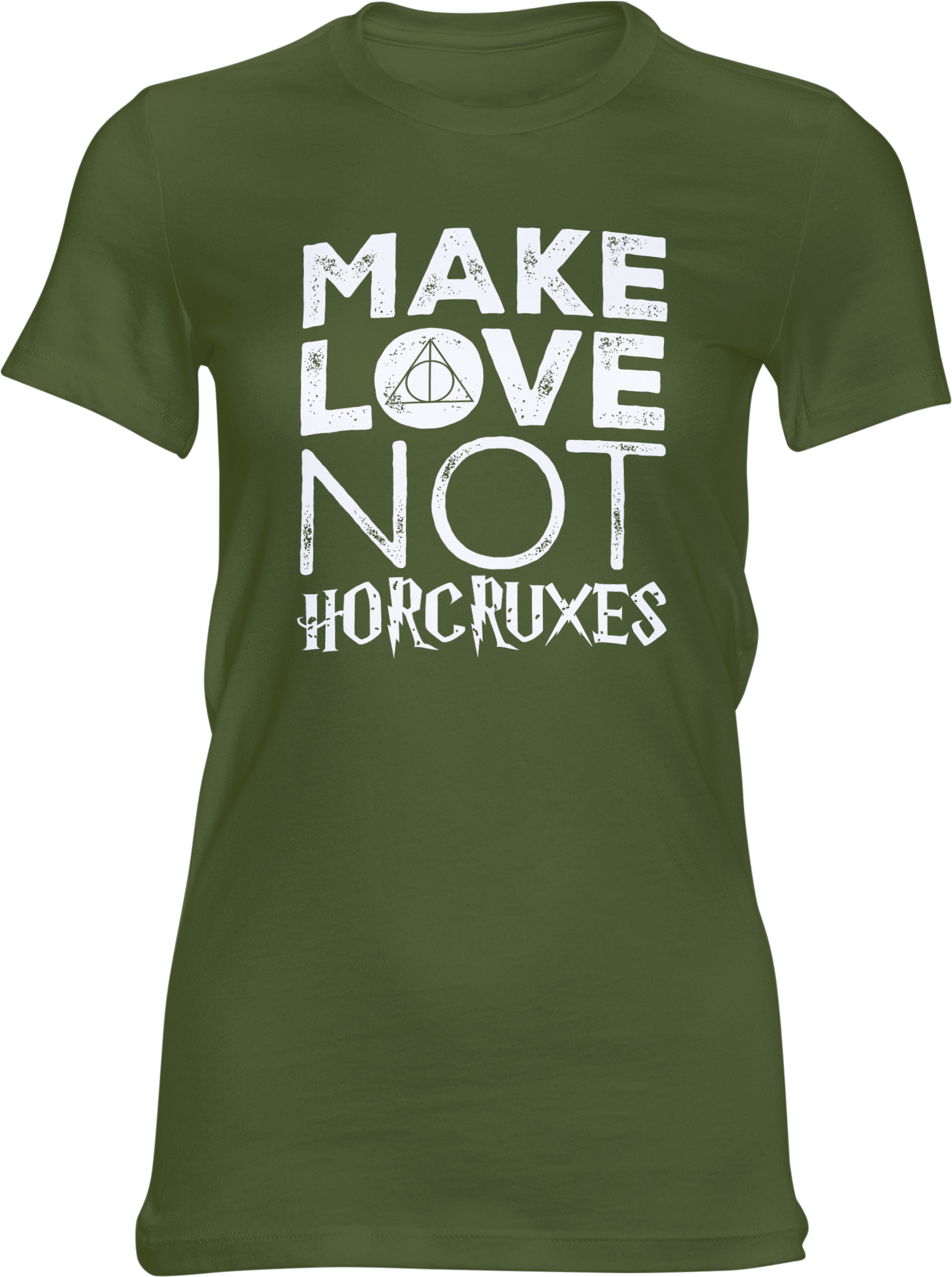 Motiv-Shirt – Make Love Not Horcruxes – Girlie-Shirt (grün)